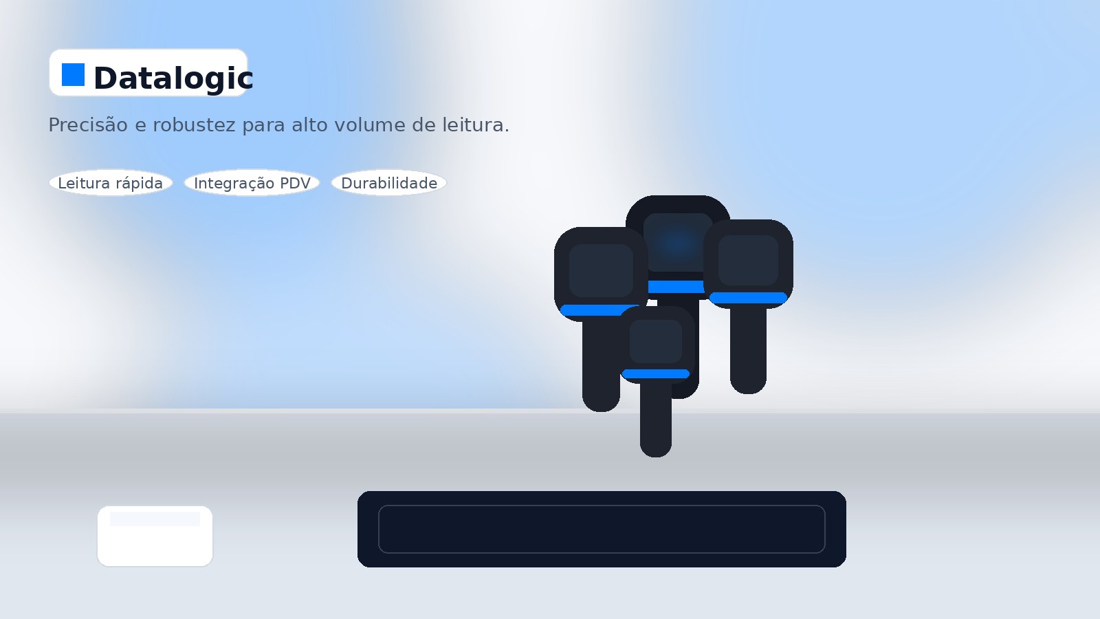 Leitor Datalogic em cenário de PDV com foco em durabilidade e leitura rápida