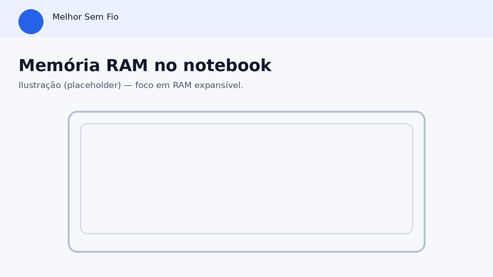 Ilustração de memória RAM instalada em notebook