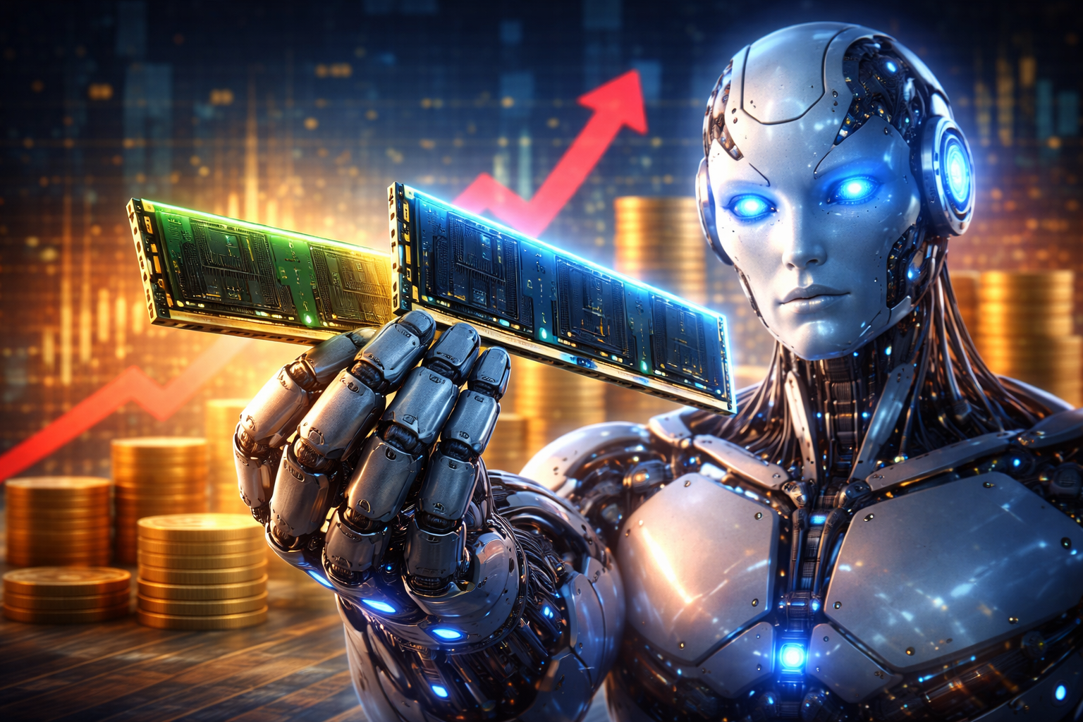 Módulos de memória RAM representando alta no preço das memórias em 2026